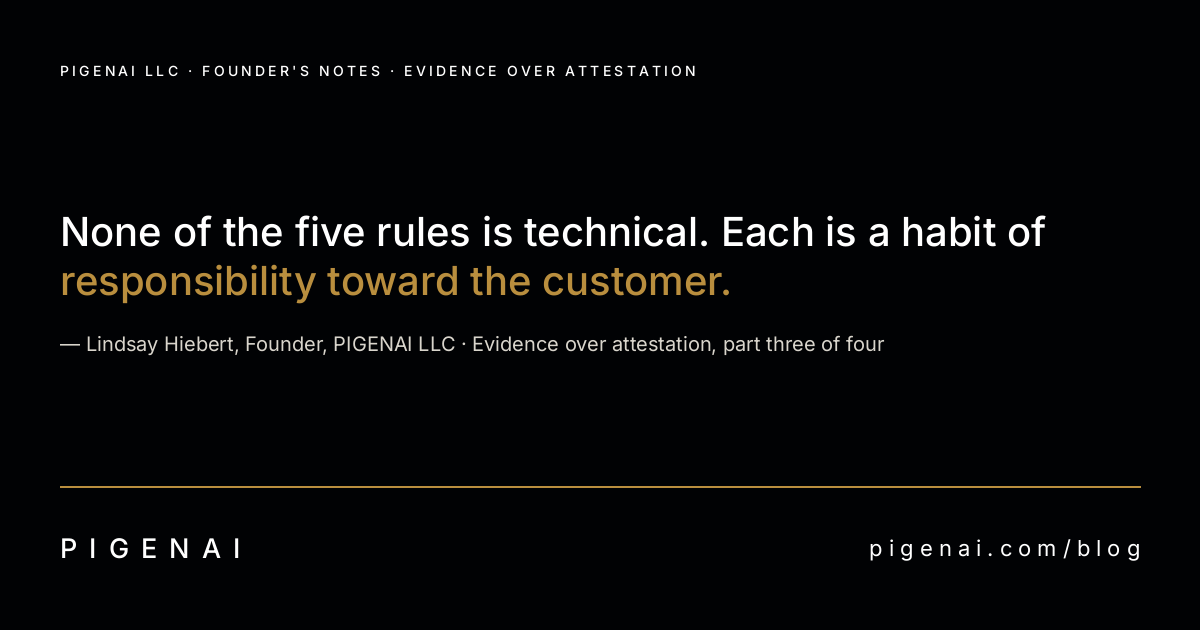 Dark card with the quote, attributed to Lindsay Hiebert, Founder, PIGENAI LLC.