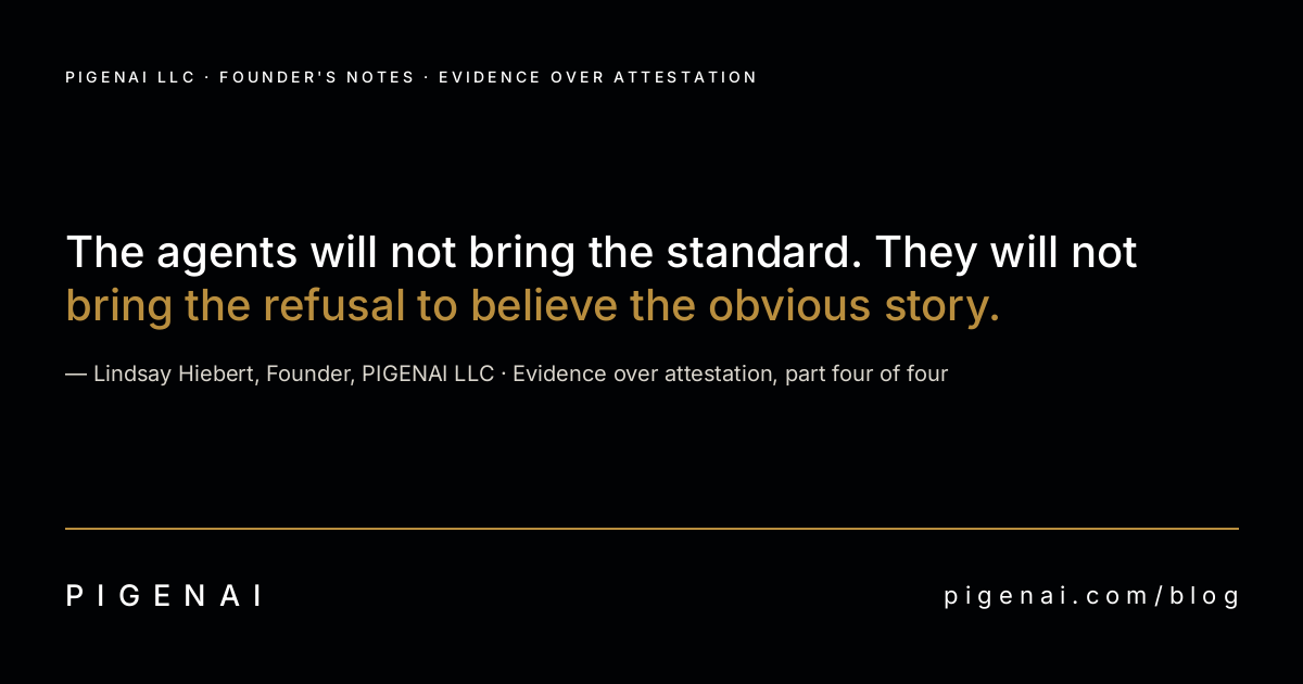 Dark card with the quote, attributed to Lindsay Hiebert, Founder, PIGENAI LLC.